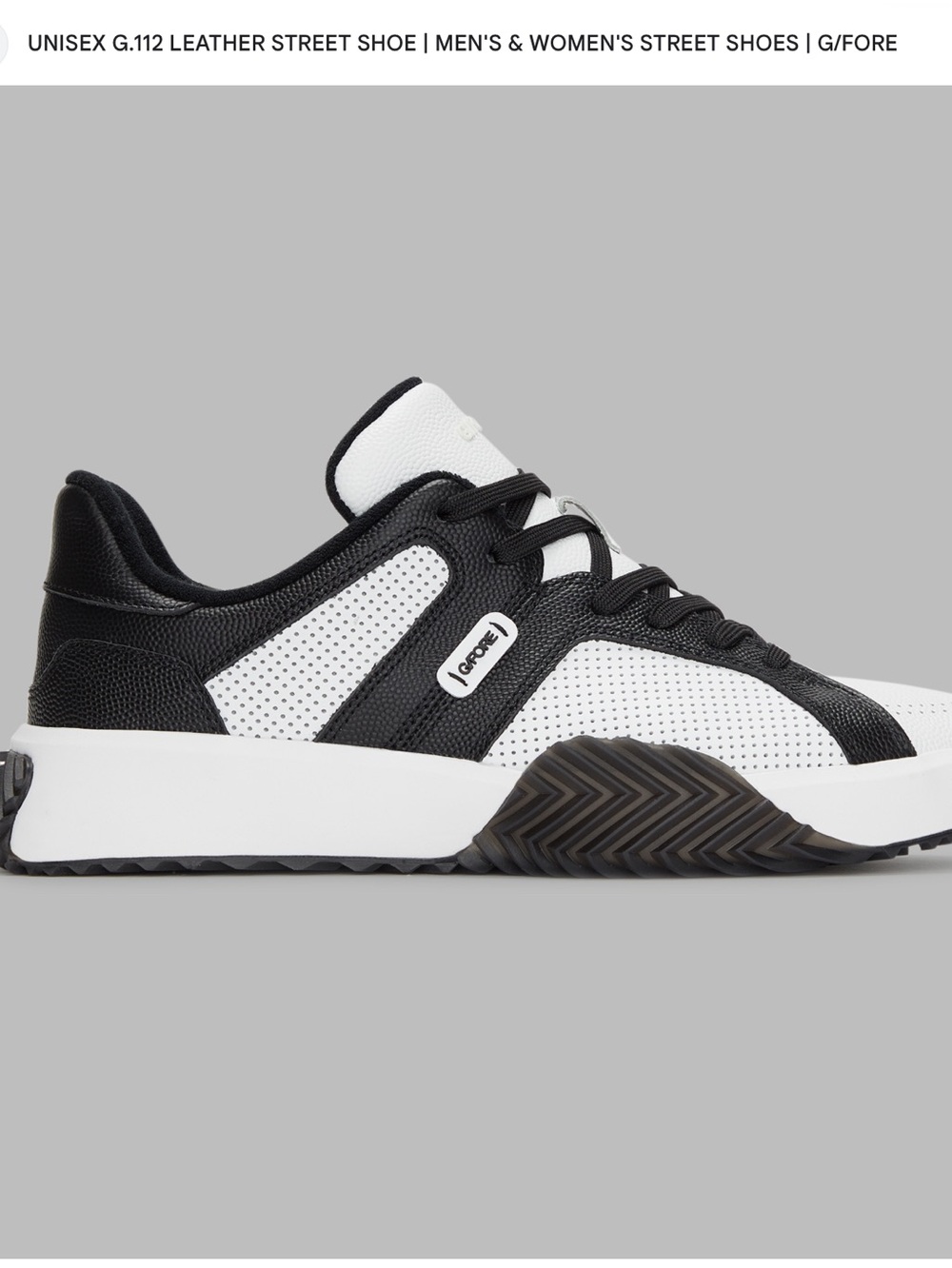 G/FORE Black & White Leather Perforated Street Sneaker